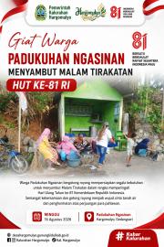 GIAT WARGA PADUKUHAN NGASINAN DALAM MENYAMBUT MALAM TIRAKATAN HUT KE-81 RI